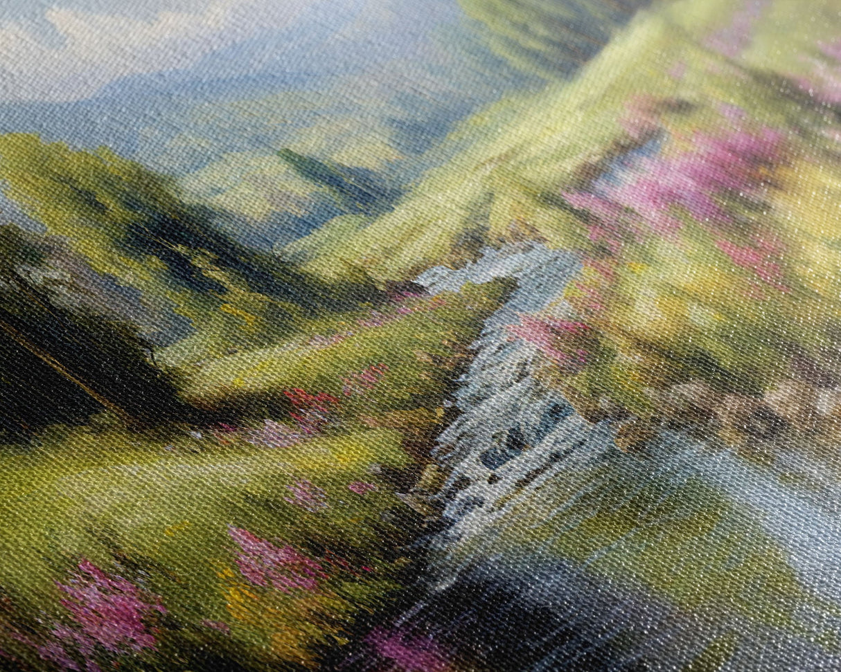 The Meadow, Framed Canvas Print, Framed Wall Art, Large Watercolor Painting, Panoramic Landscape Art Print, Modern Landscape Original Art