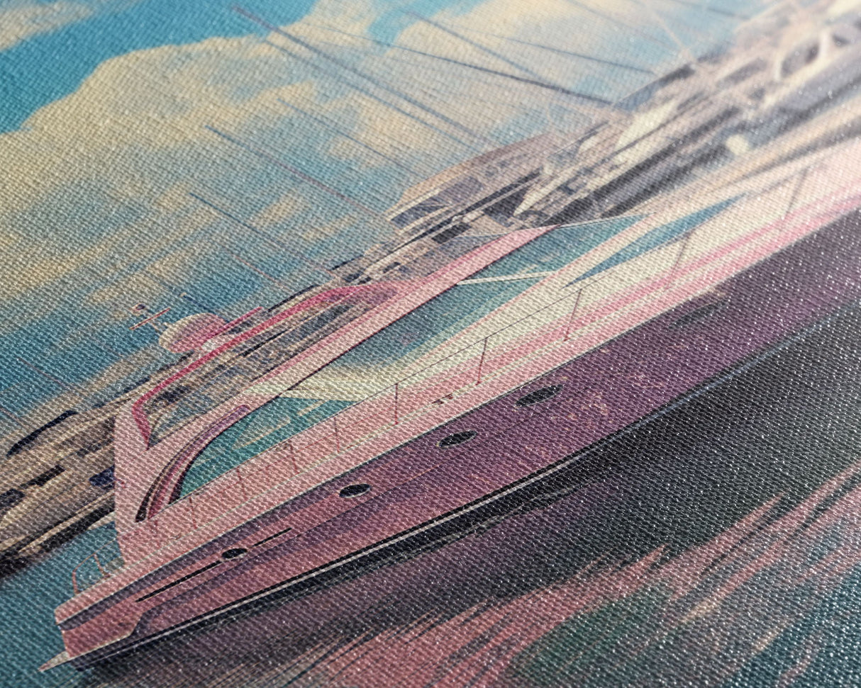 Pink Boat, Ocean Wall Art, Nautical Wall Art, Canvas Print, Wall Hanging, Portrait Art, Travel Print, Modern Art Prints, Girls Room Decor