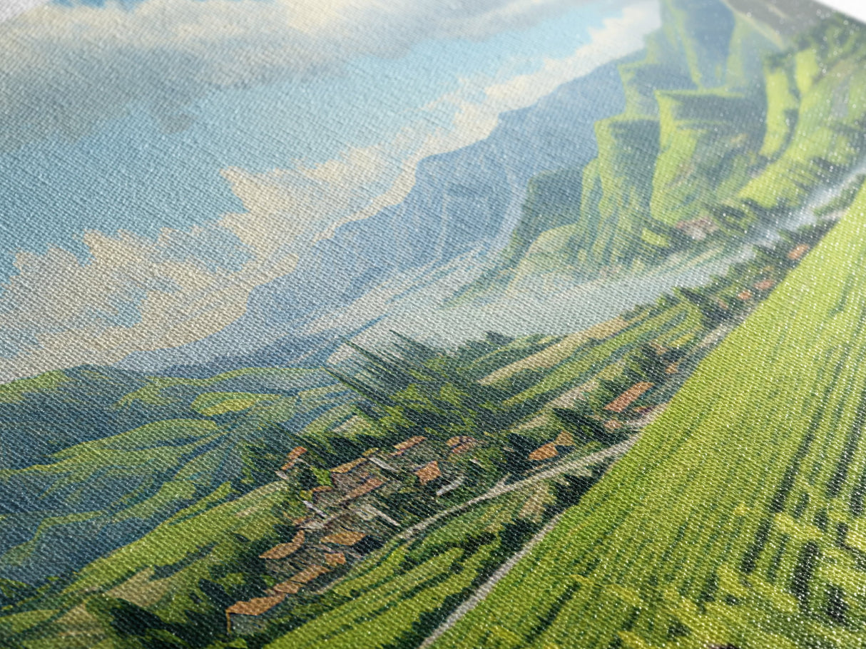 Italian Countryside Painting, Framed Canvas Print, Beautiful Scenic Panoramic Wall Art, Extra Wide Wall Decor, Guest Room Decor
