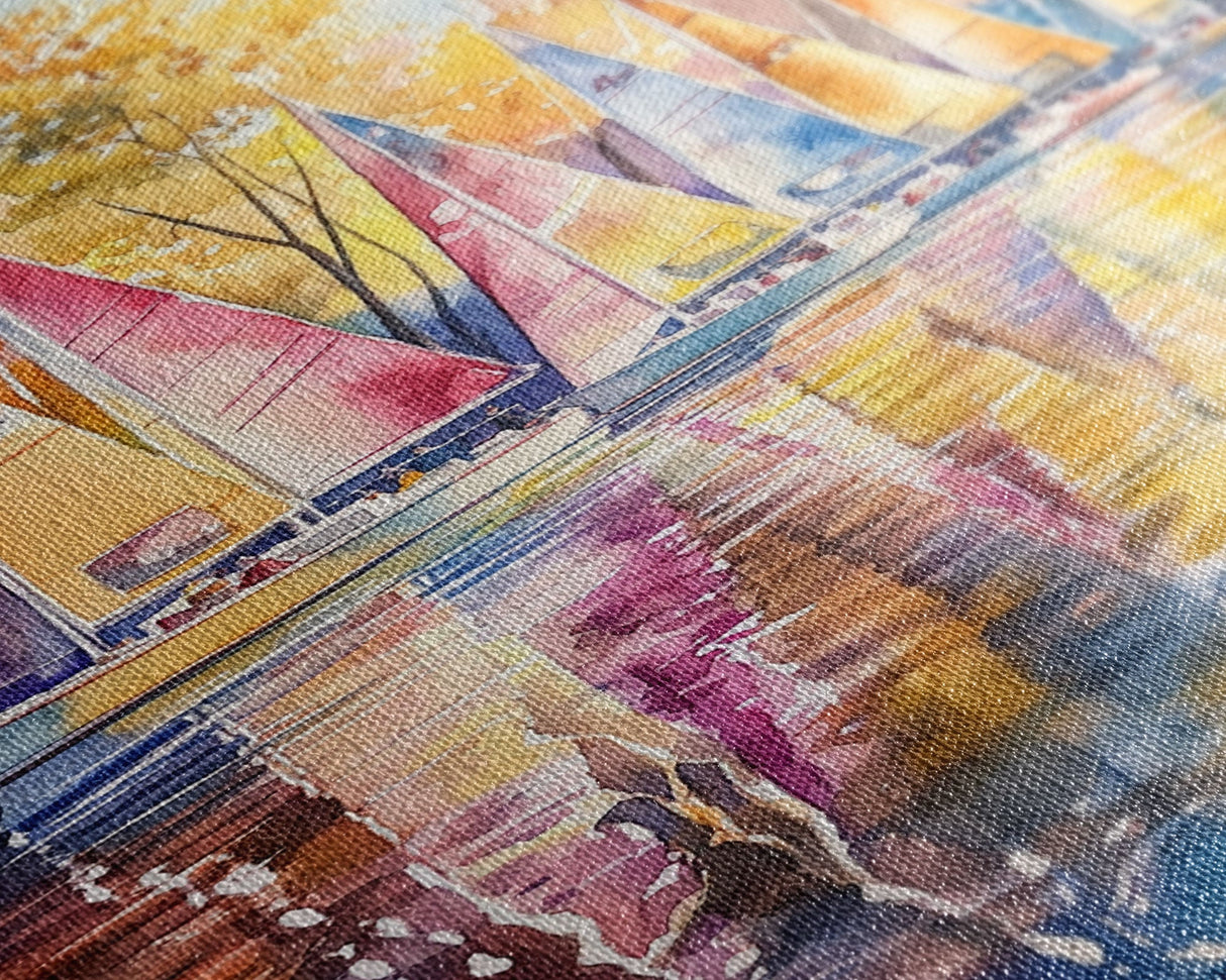 Church Steeple Surrounded By Fall Trees Framed Canvas Print Autumn Village Scene Best Gift Seasonal Wall Art Holiday Home Decor