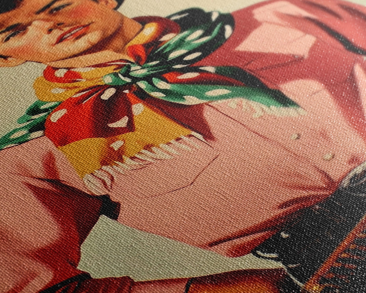 Cowboy Christmas Wall Art Canvas Print with Autumn Leaves, Seasonal Holiday Decor and Gift Idea 2024