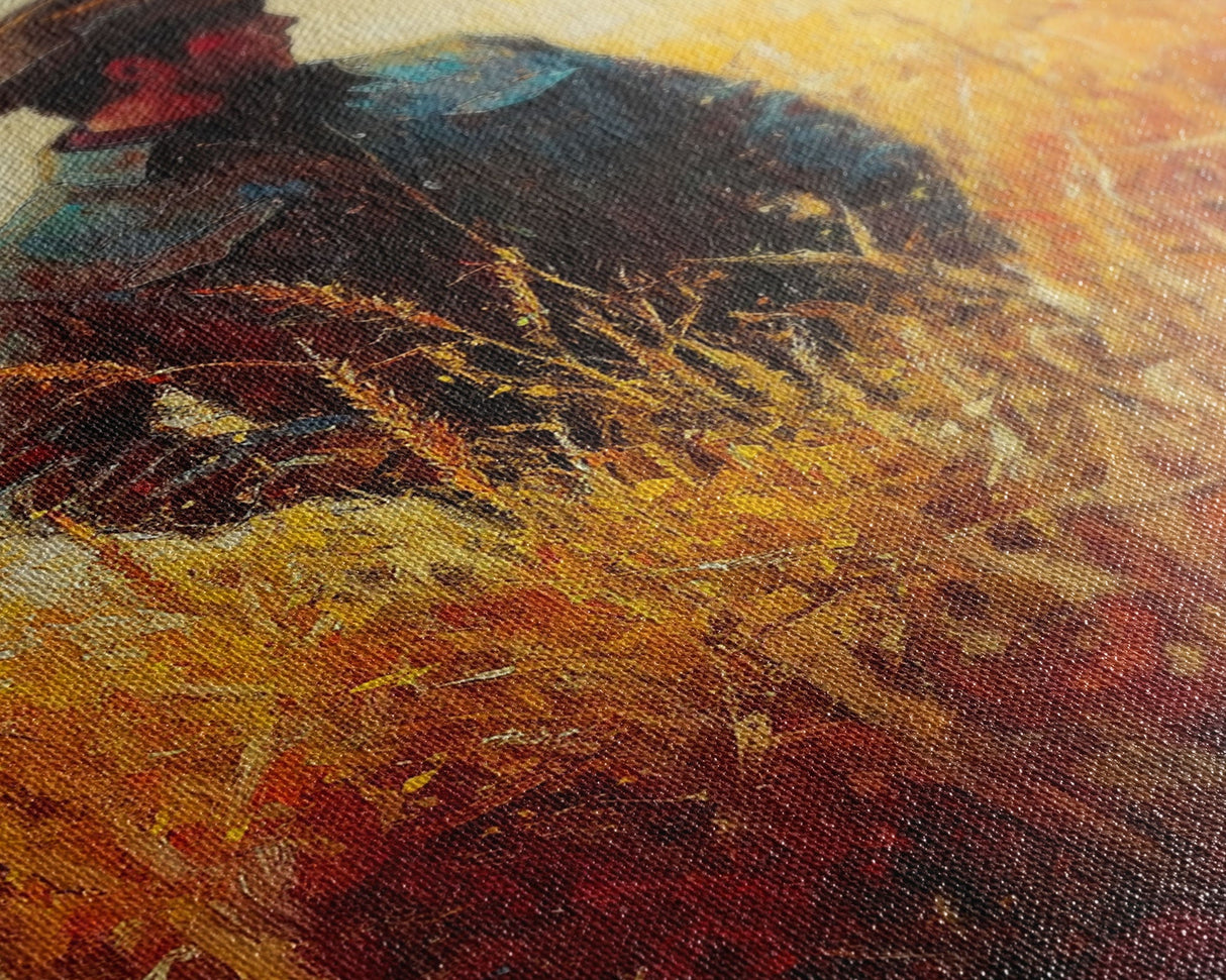 Cowboy in Golden Wheat Field Canvas Print, Western Landscape Art Gift, Seasonal Decor, Modern, Perfect Holiday Gift, Framed Canvas Print