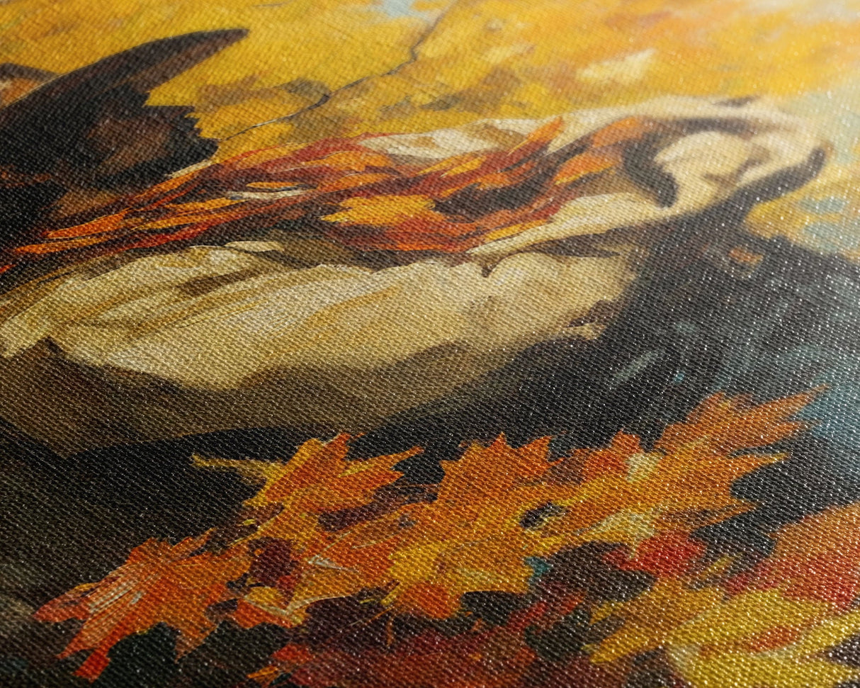 Cowboy Walking in Winter Forest at Sunset Canvas Print, Seasonal Western Wall Art, Rustic Christmas Wall Decor, Vibes, Framed Canvas Print