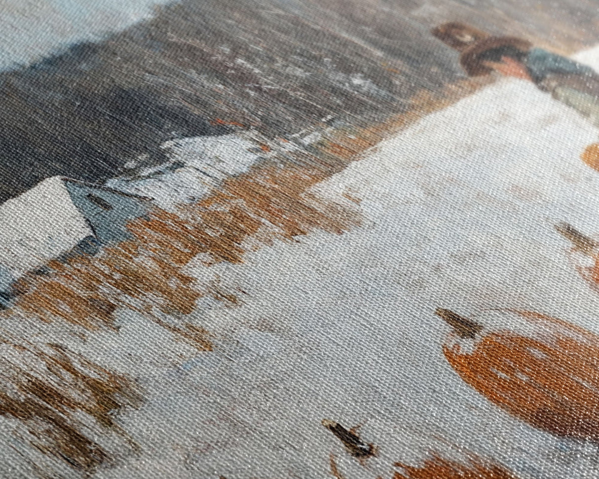 Cowboy Sipping Coffee Autumn Decor Framed Canvas Print Perfect Above Sofa Wall Art Western Home Decor Moody Fall Artwork Rustic