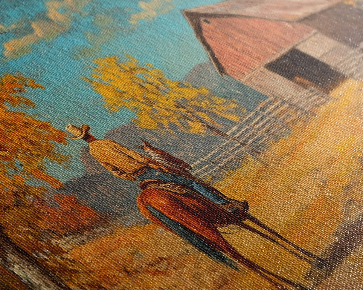 Cowboy Horse Autumn River Framed Canvas Print Perfect Above Sofa Fall Cowboy Art Moody Landscape Fall Western Wall Art