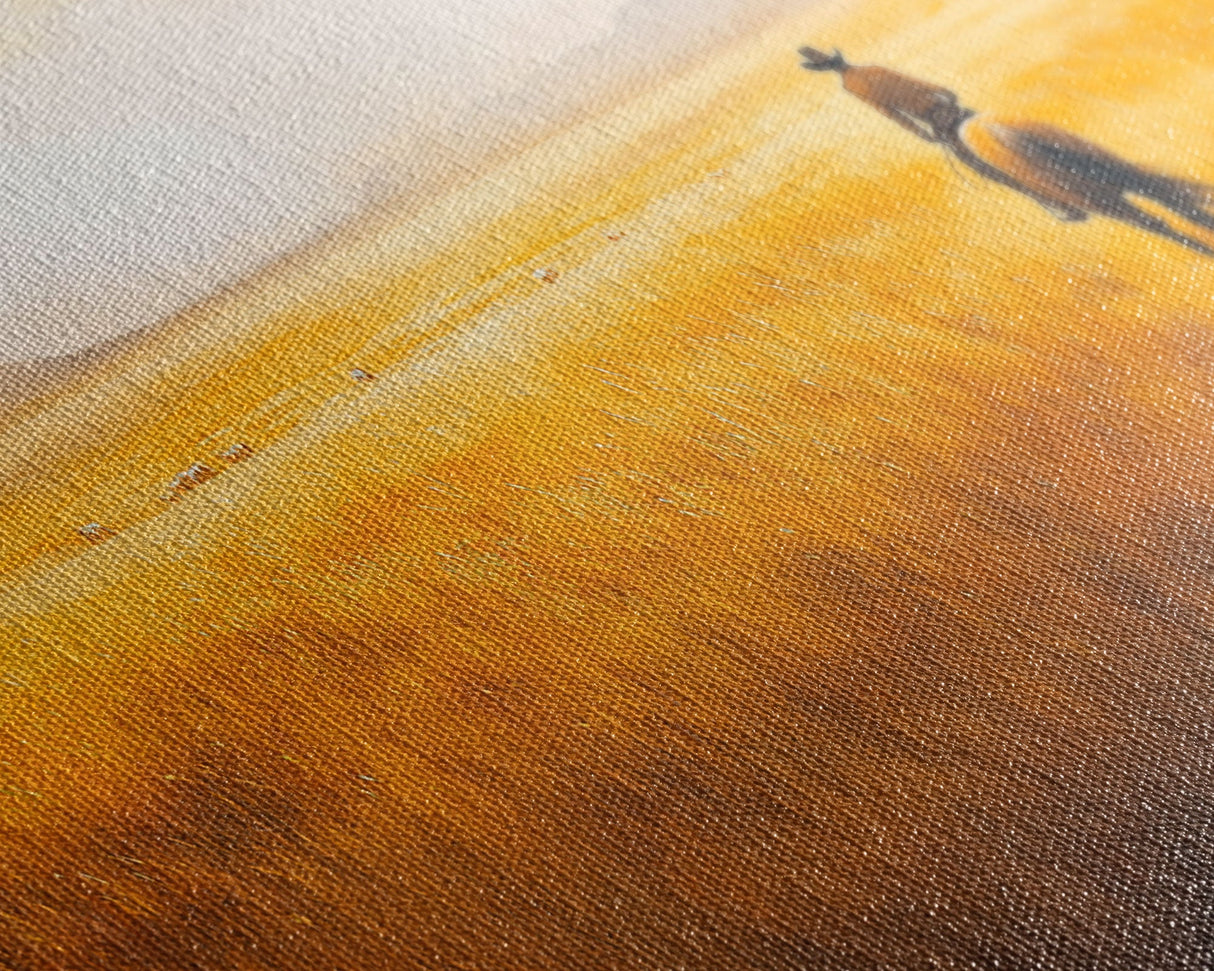 Herding Cattle Across Plains Framed Canvas Print Tall Art Rustic Autumn Landscape Western Country Decor Fall Home Wall Art Farmhouse Gift