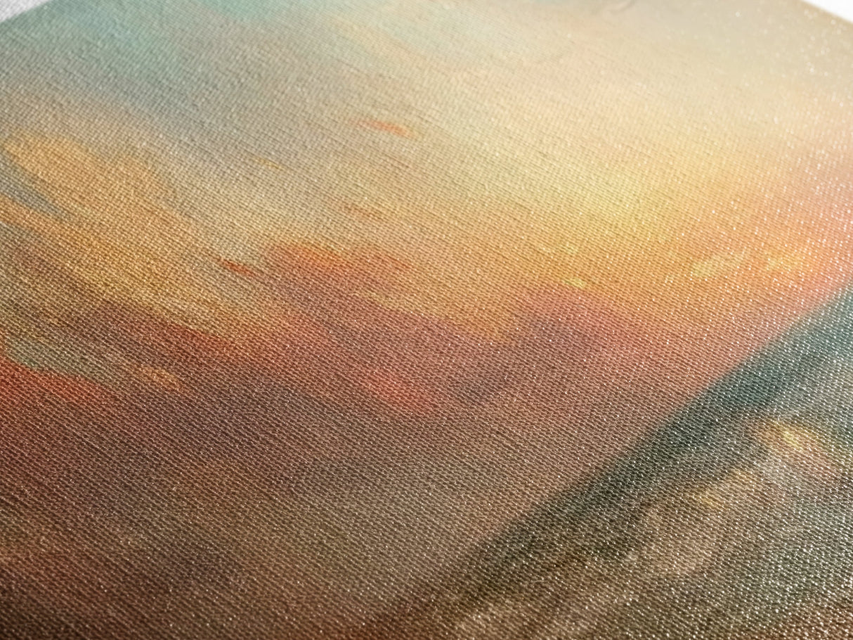 Moody Beach Seascape Painting Print, Wood Framed Wall Art, Canvas Art, Beach Painting, Beach at Sunset, Above Sofa Boho Wall Decor