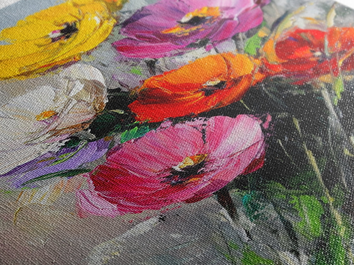 Wild Flower Painting Print On Canvas, Wood Framed Wall Art, Original Art, Flowers Painting, Floral Print, Modern Art, Living Room Wall Art