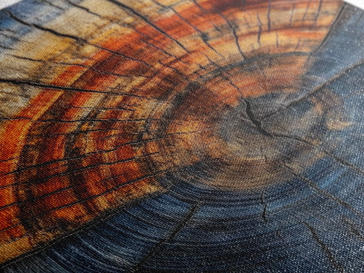 Nordic Style Tree Rings Canvas Print, Modern Farmhouse Rustic Decor, Wood Framed Art, Original Art On Canvas Wood Rings Wall Art Print