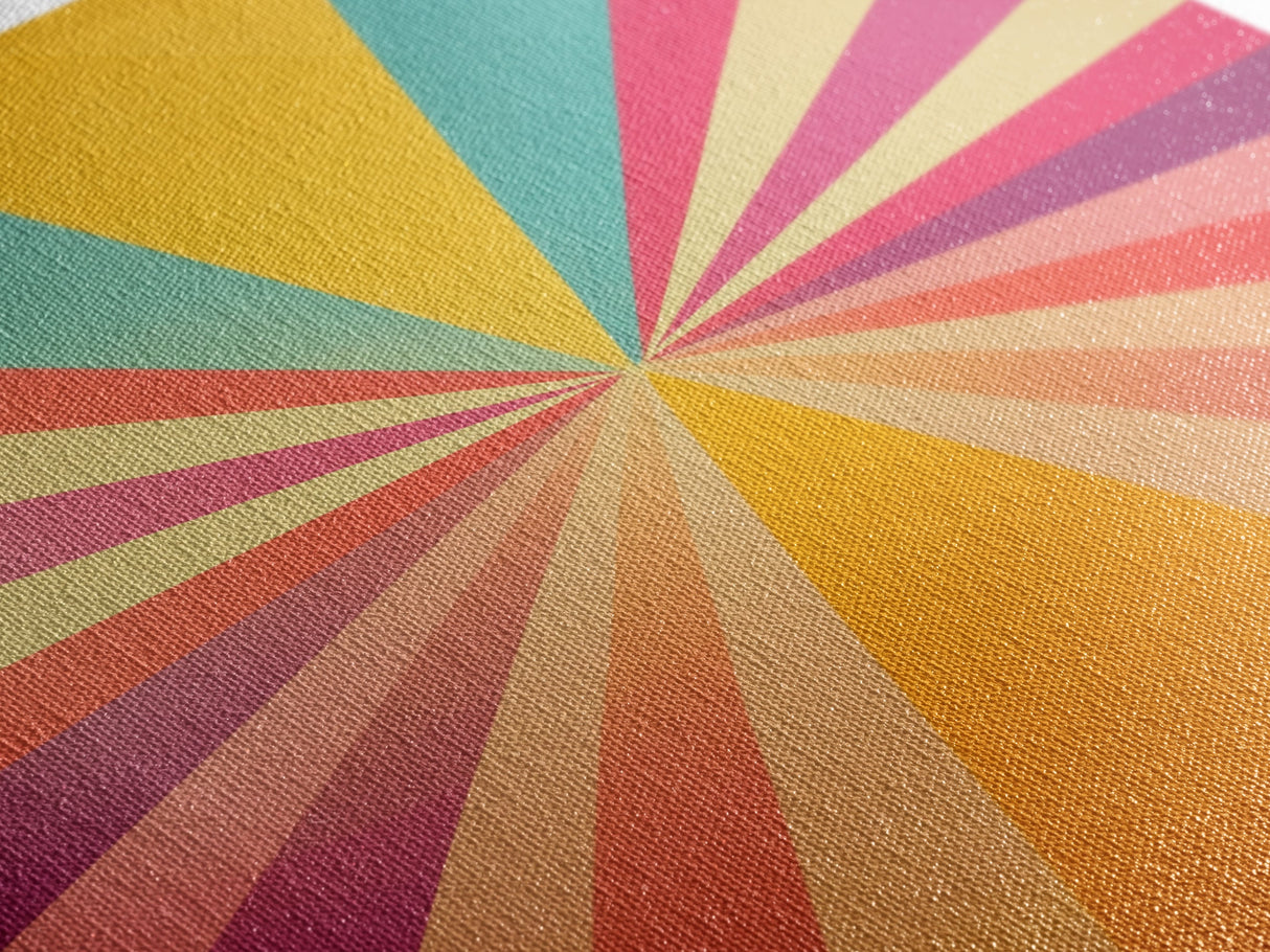 Midcentury Modern Star Burst Pastel Wall Art, Framed Canvas Print, Unique Wall Art, MCM Abstract Wall Decor