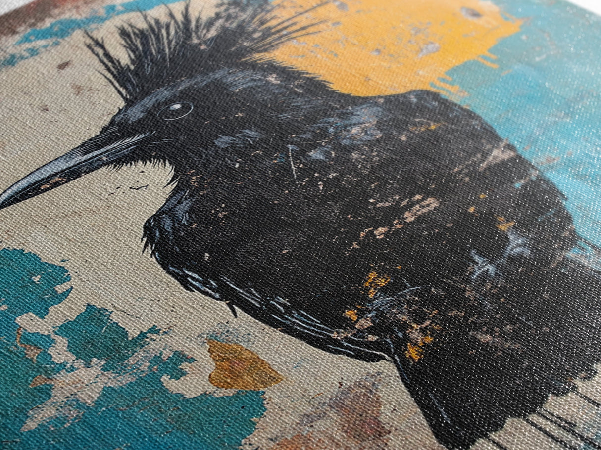 This crow has a mohawk, AKA a CROHAWK, Framed Canvas Print