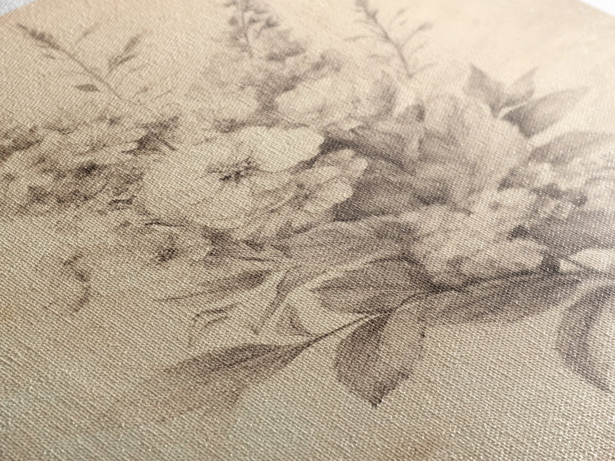Floral Canvas Print, Pencil Sketch of a Flower Bouquet, Wedding Decor, Wedding Gift Idea, Engagement Gift, Mother's Day Gift For Her