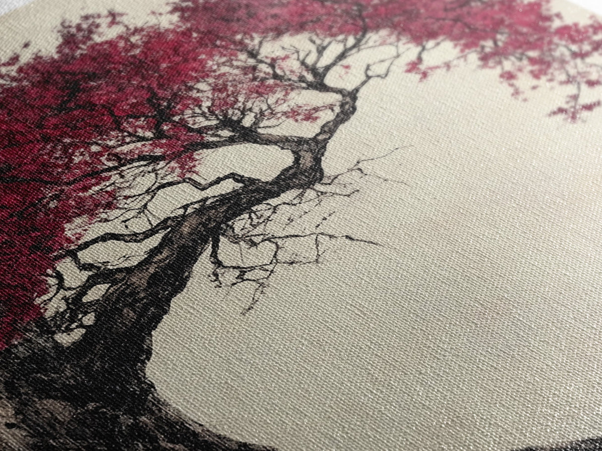 Wabi Sabi Japanese Maple Tree Framed Canvas Print, Minimalist Home Decor, Vertical Living Room Art