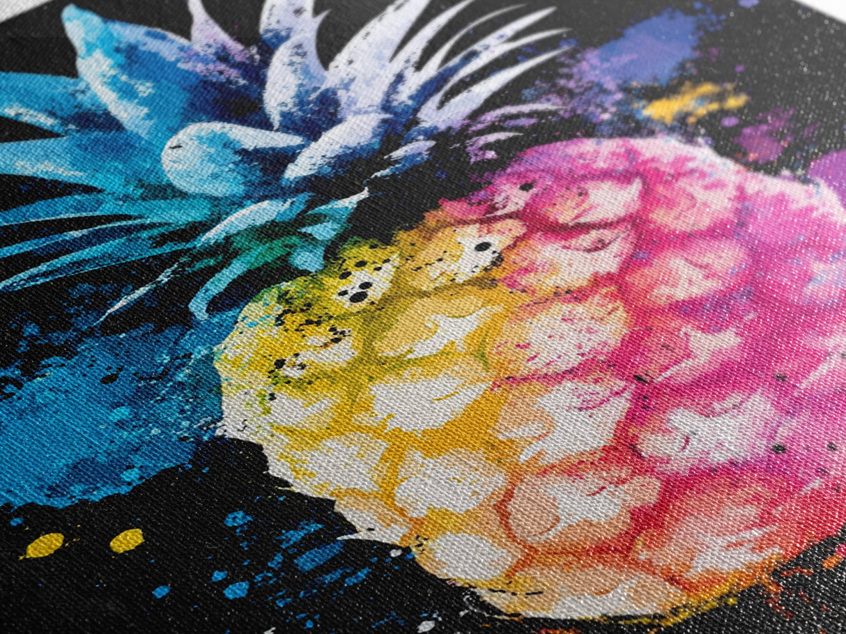 Retro Pineapple Painting Print, Framed Canvas Print, Kitchen or Dining Room Wall Art, Retro Home Decor, Pineapple Painting, Pineapple Art