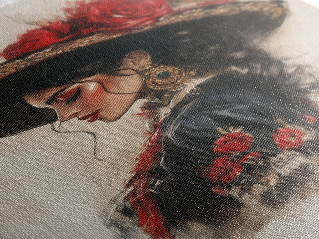 Chica Painting, Female Matador Canvas Print, Wood Framed Tejano Art