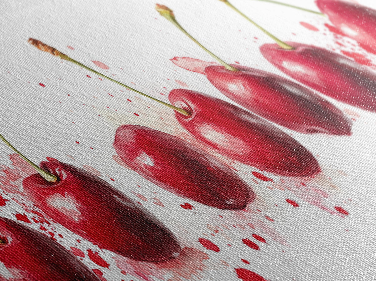 Original Cherry Painting Print - Panoramic Canvas Fruit Illustration - Home Decor For Kitchen - Framed Wall Art - Dining Room Decor
