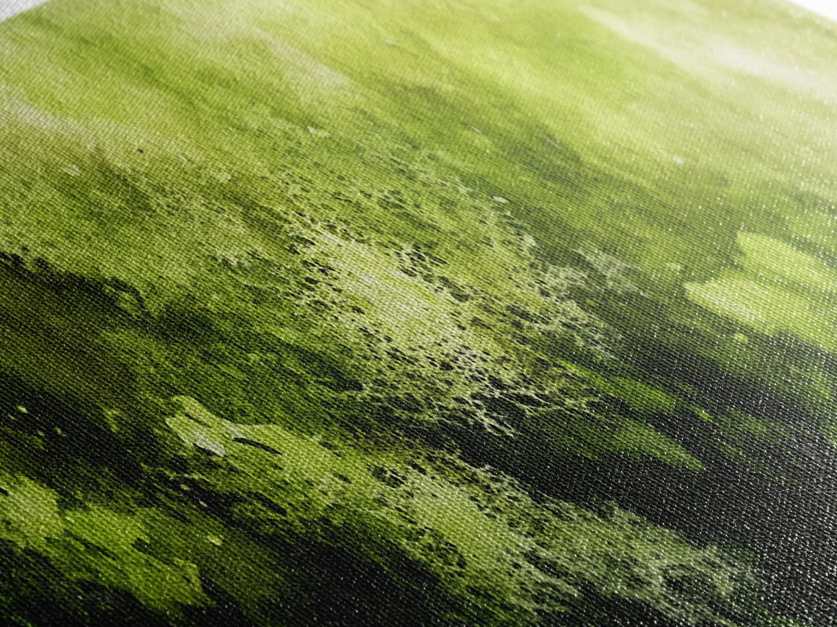 Moss Wall Art - Panoramic Canvas Print - Watercolor Painting of Green Moss