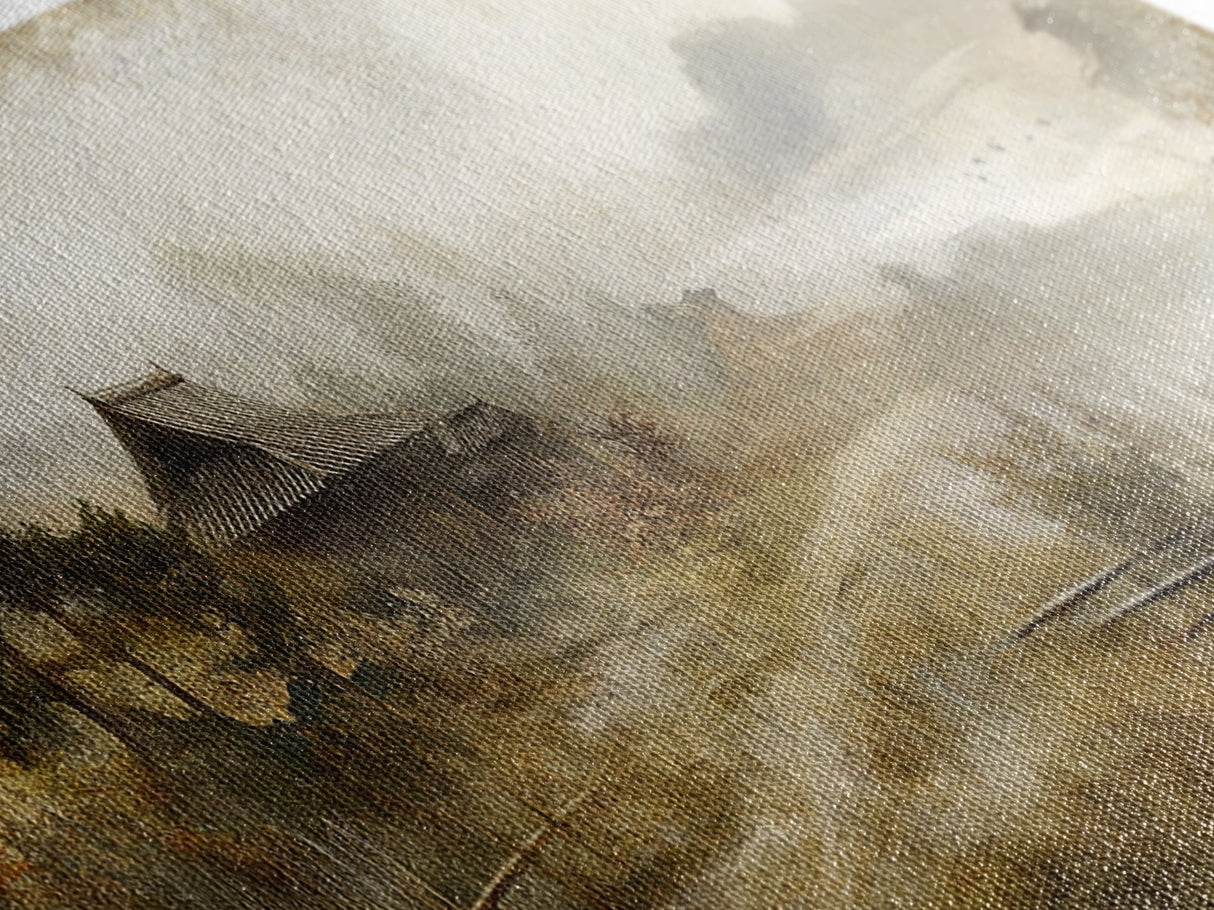 Retro Landscape Print - Landscape Painting - Wabi Sabi Panoramic Wall Art - Minimalist Home Decor - Ancient Japan Landscape Painting