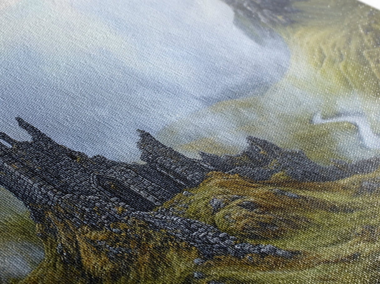 Irish Castle Ruins Painting Canvas Print, Ireland Landscape Painting Print, Ireland Wall Art, Man Cave or Office Home Decor, Above Sofa Art
