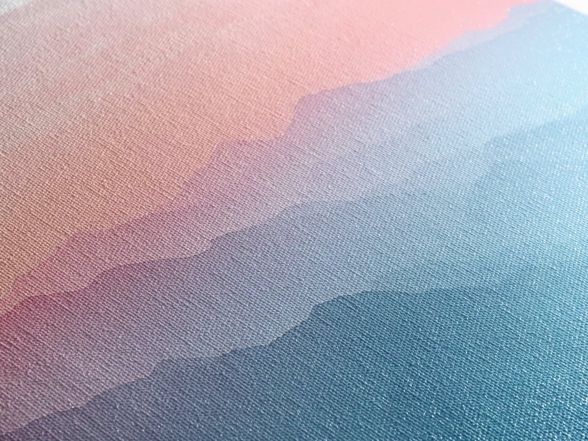 Vaporwave Landscape Painting Print of The Blue Ridge Mountains, Framed Canvas Print, Foggy Mountain Landscape Painting, Ready To Hang Art