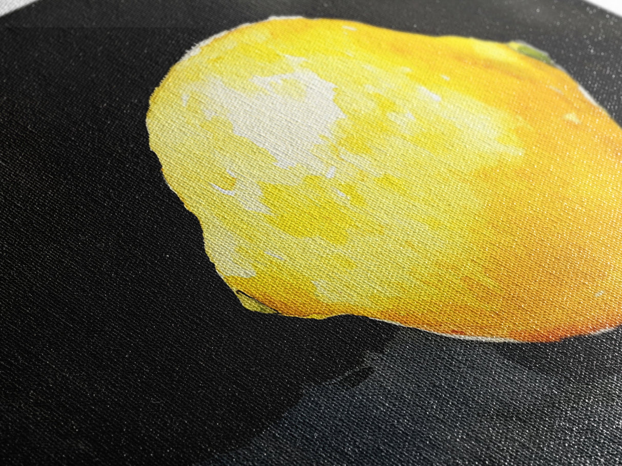 A Whole Lemon - Framed Canvas Print - Abstract Watercolor Lemon Painting - Kitchen Wall Art