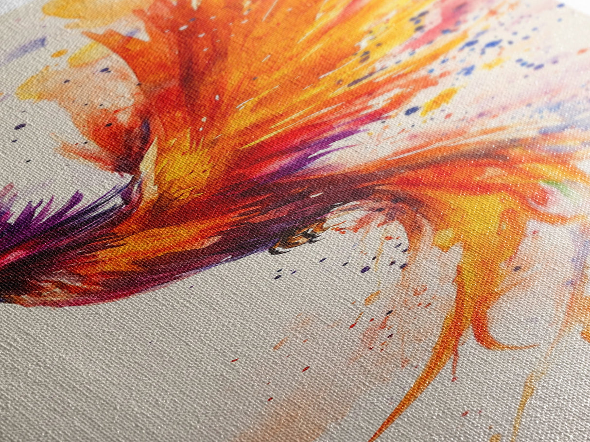 Watercolor Phoenix in Majestic Flight with Stunning Detail – Inspiring Firebird Canvas Print, Perfect Wall Art for Bedroom or Study Spaces
