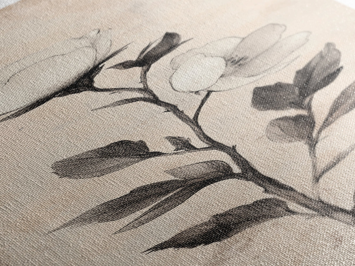 Sketch of a Flower Canvas Print, Wood Framed Wall Art, Flower Painting, Flower Decor, Floral Botanical Wall Art, Flower Print Narrow Art