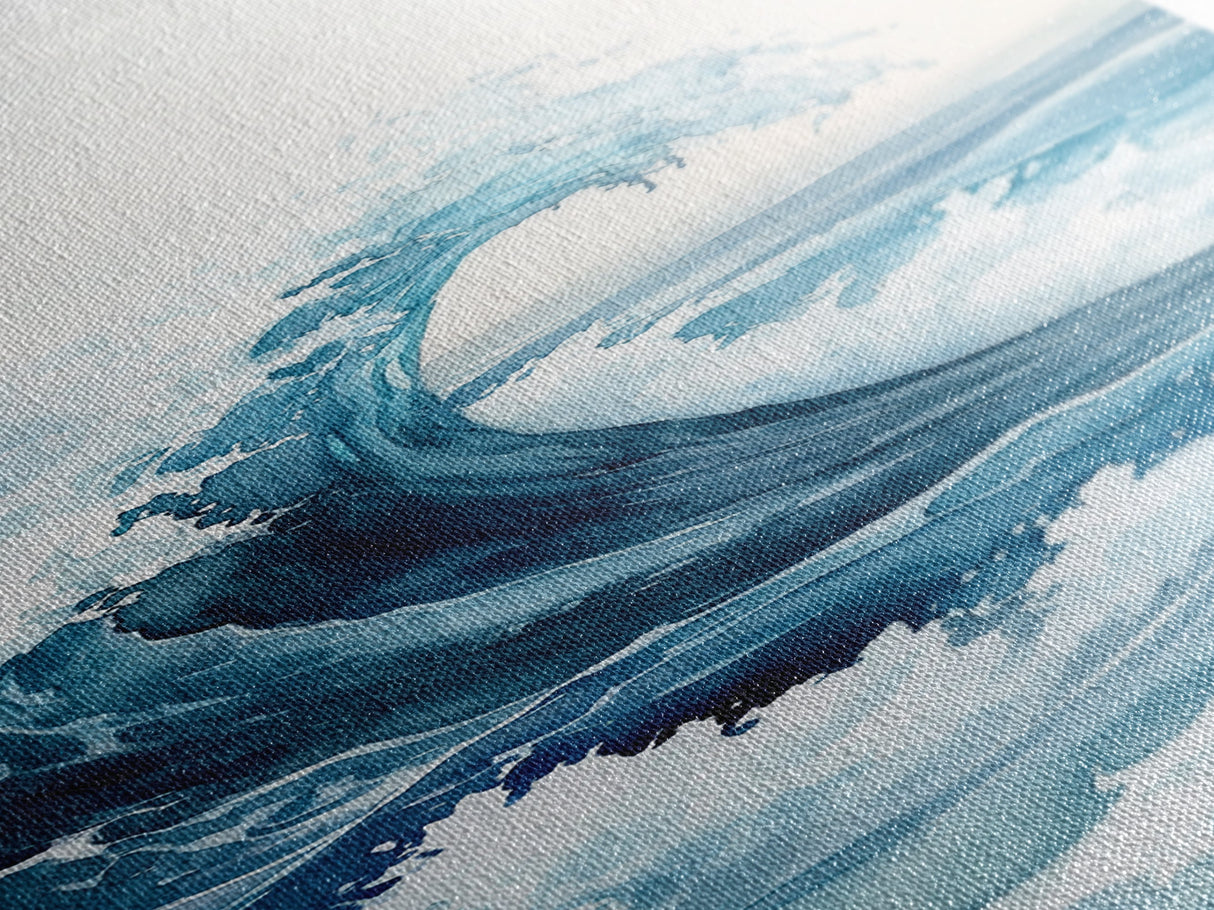 Ocean Wave Art Framed Canvas Print Coastal Decor Nautical Wall Art Blue Abstract Art Minimalist Art Above Bed Wall Art Gift