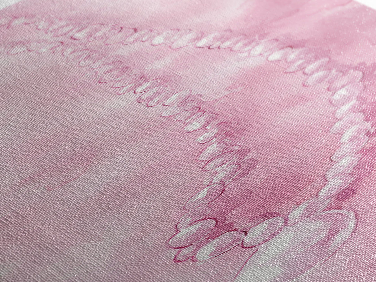 Elegant Pearl Necklace Canvas Print Whimsical Art Long Narrow Wall Art Pink Abstract Art Gift Idea Decorative Jewelry Painting Vertical