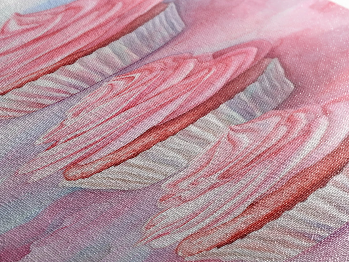 Pink Cupcake Trio Canvas Print, Whimsical Kitchen Art, Rustic Light Pink Wall Art, Food Review Vertical Artwork, Gift Idea For Her