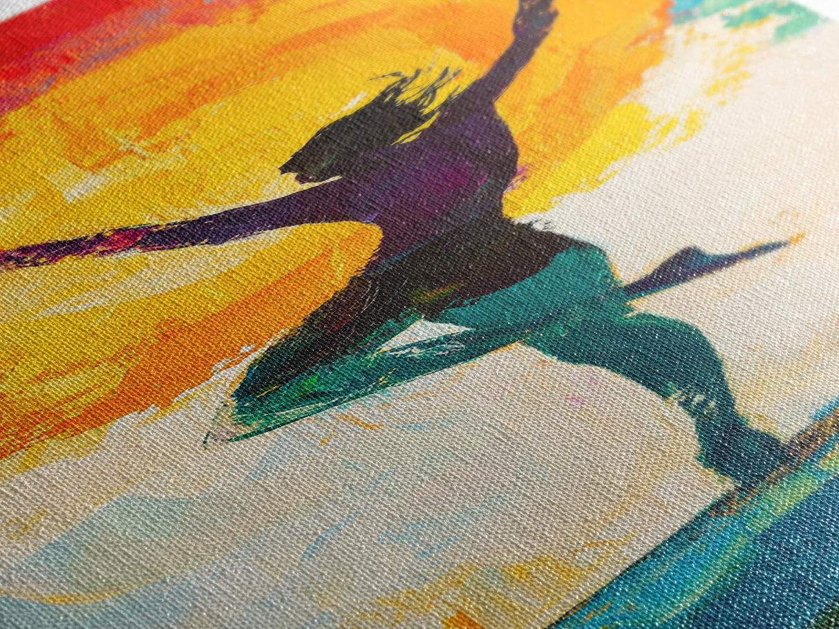 Sunset Dance Painting Canvas Print Boho Art Vibrant Sunset Colors Vertical Artwork Coastal Cowgirl Wall Art Gift Idea