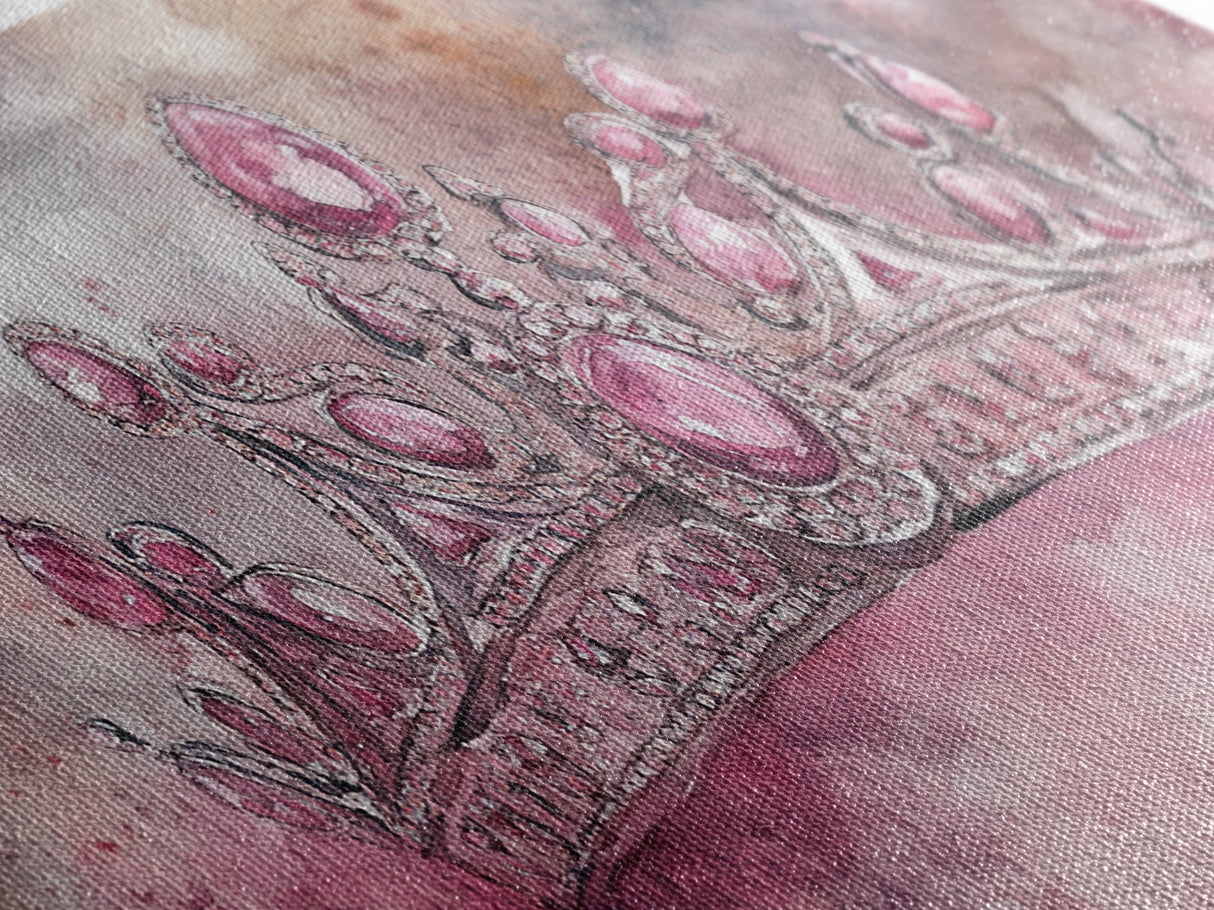Regal Crown Painting Framed Canvas Print Goddess Art Print Pink Abstract Art Light Pink Wall Art Bedroom Decor Unique Gift Idea