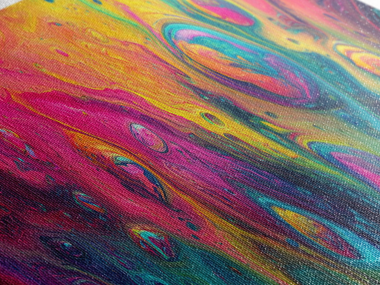Abstract Swirl Framed Canvas Print Vibrant Colors Whimsical Art Modern Painting Lively Wall Art Guest Room Decor
