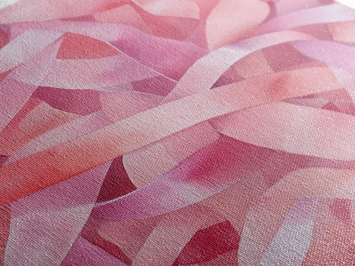 Abstract Pink Ribbon Canvas Print in Soft Light Pink Shades Minimalist Living Room Art Wabi Sabi Wall Art Perfect Gift Idea