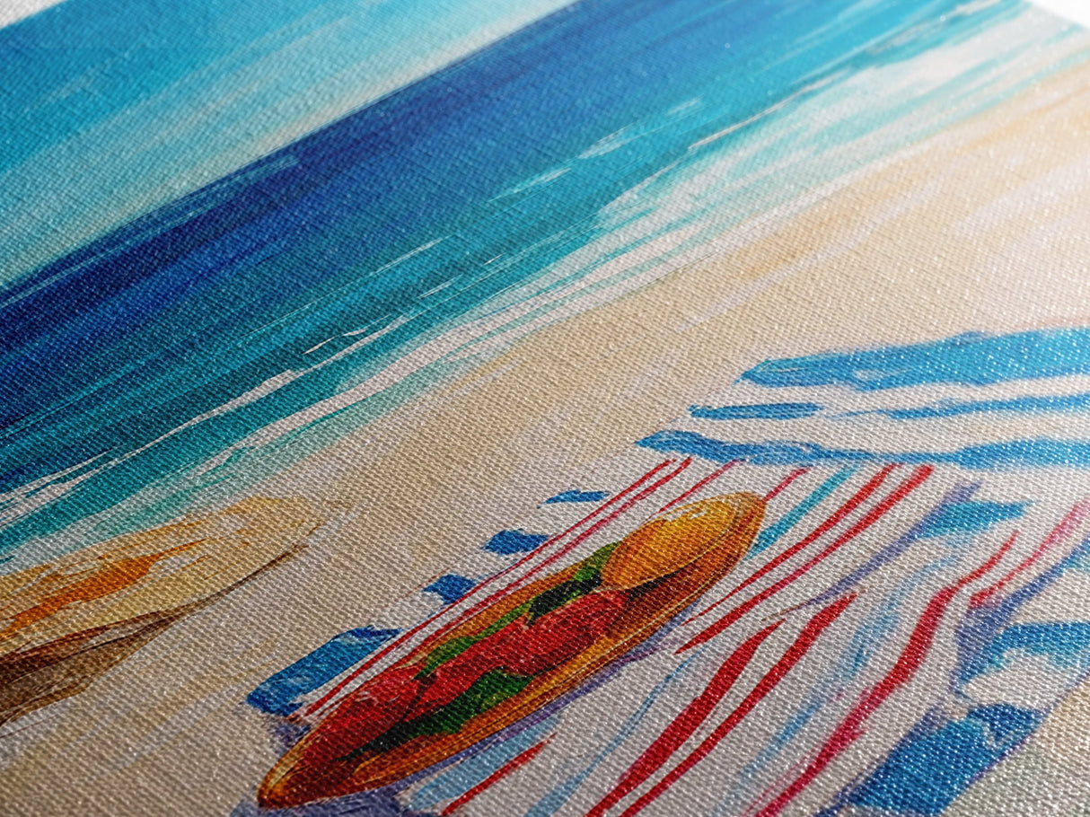 Seaside Picnic, Summer Vibes, Coastal Painting, Nautical Decor, Beach House Art, Food Review Kitchen Art, Framed Canvas Print