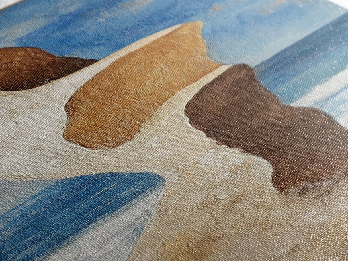 Surreal Beach Rock, coastal decor, wabi sabi art, abstract landscape painting, framed canvas print, above couch art