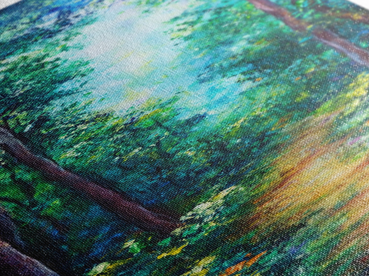 Forest Path Painting, Landscape Painting, Green Wall Art, Pine Tree Art, Above Sofa Art, Framed Canvas Print, Bedroom Art