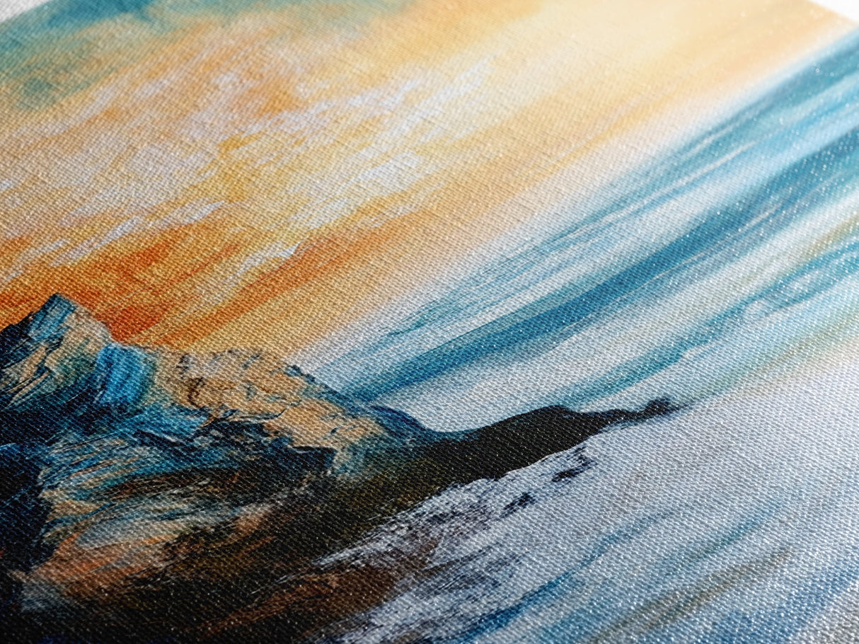 Sunset Cliff, coastal painting, framed canvas print, nautical wall art, seascape painting, landscape painting, ocean art, wall decor