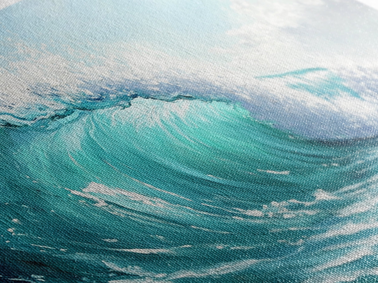 Ocean Wave, seascape painting, surf wall art, nautical decor, blue and green wall art, coastal landscape art, Canvas Print