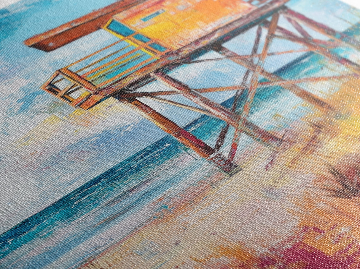 Lifeguard, Beach, Surf, Framed Canvas Print, coastal painting, beach house art, coastal cowgirl wall art, surf wall art, nautical painting