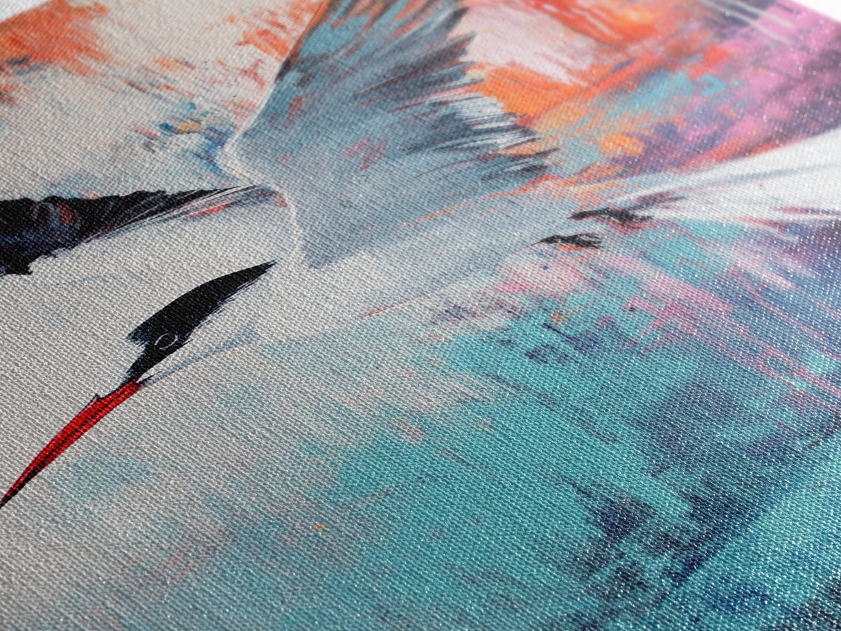 Soaring Bird Framed Canvas Print Coastal Wall Art, Seabird Painting, Ocean Blue Decor, Modern Minimalist Art, Vibrant Nature Artwork