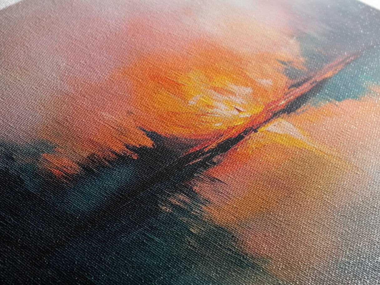 Reflective Fire, Moody Art, Dark Romance Painting, Fire Reflection Painting, Rustic Wall Art, Above Bed Art, Canvas Print