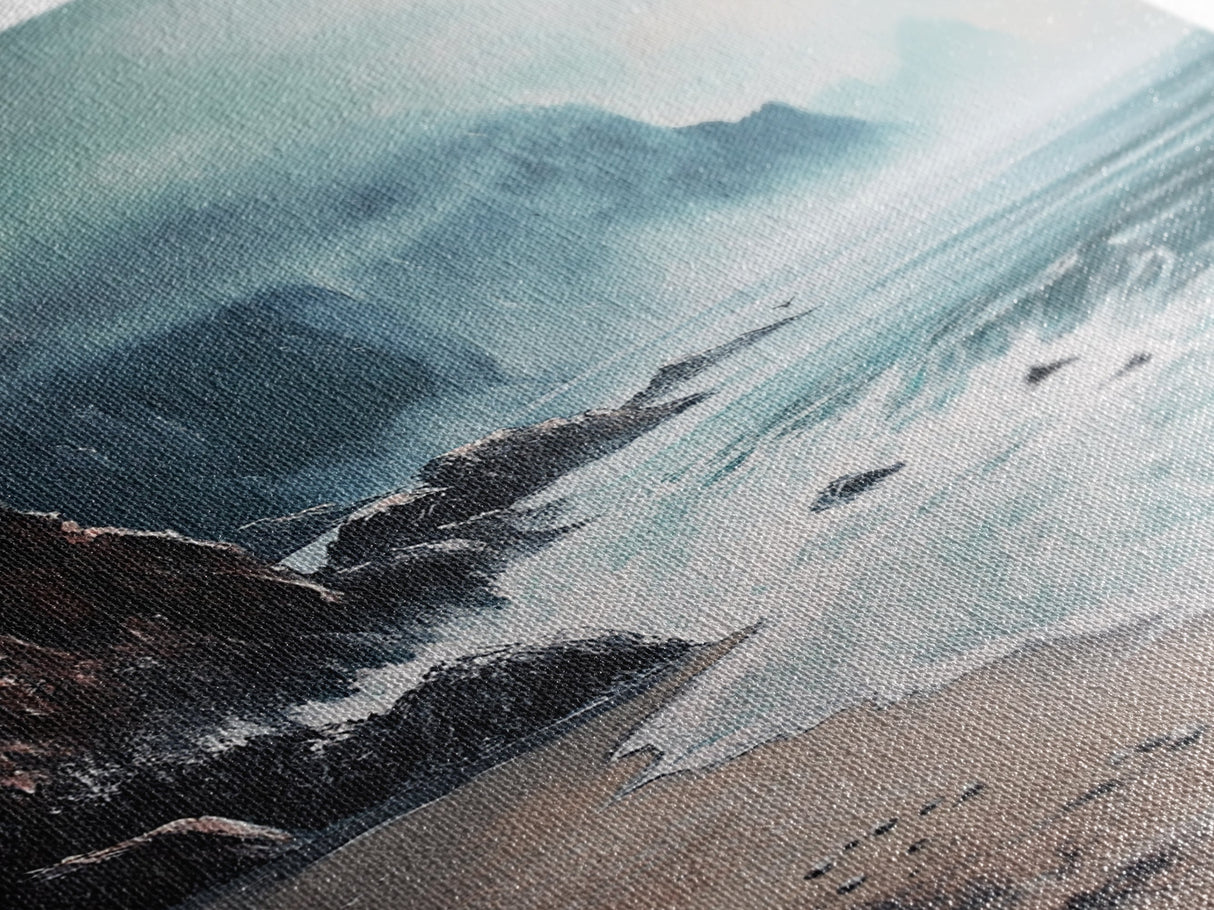 Stormy Coast, Dark Romance Painting, Moody Art, Seascape Painting, Ocean Landscape, Above Couch Art, Framed Canvas Print