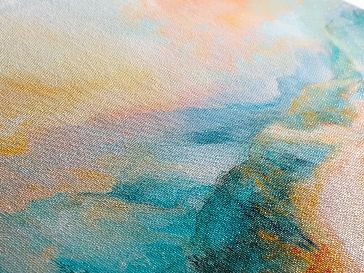 Pastel Sunset Landscape Canvas Print Mountain Wall Art, Serene Home Decor, Nature Painting, Bedroom Artwork, Minimalist Wall Decor