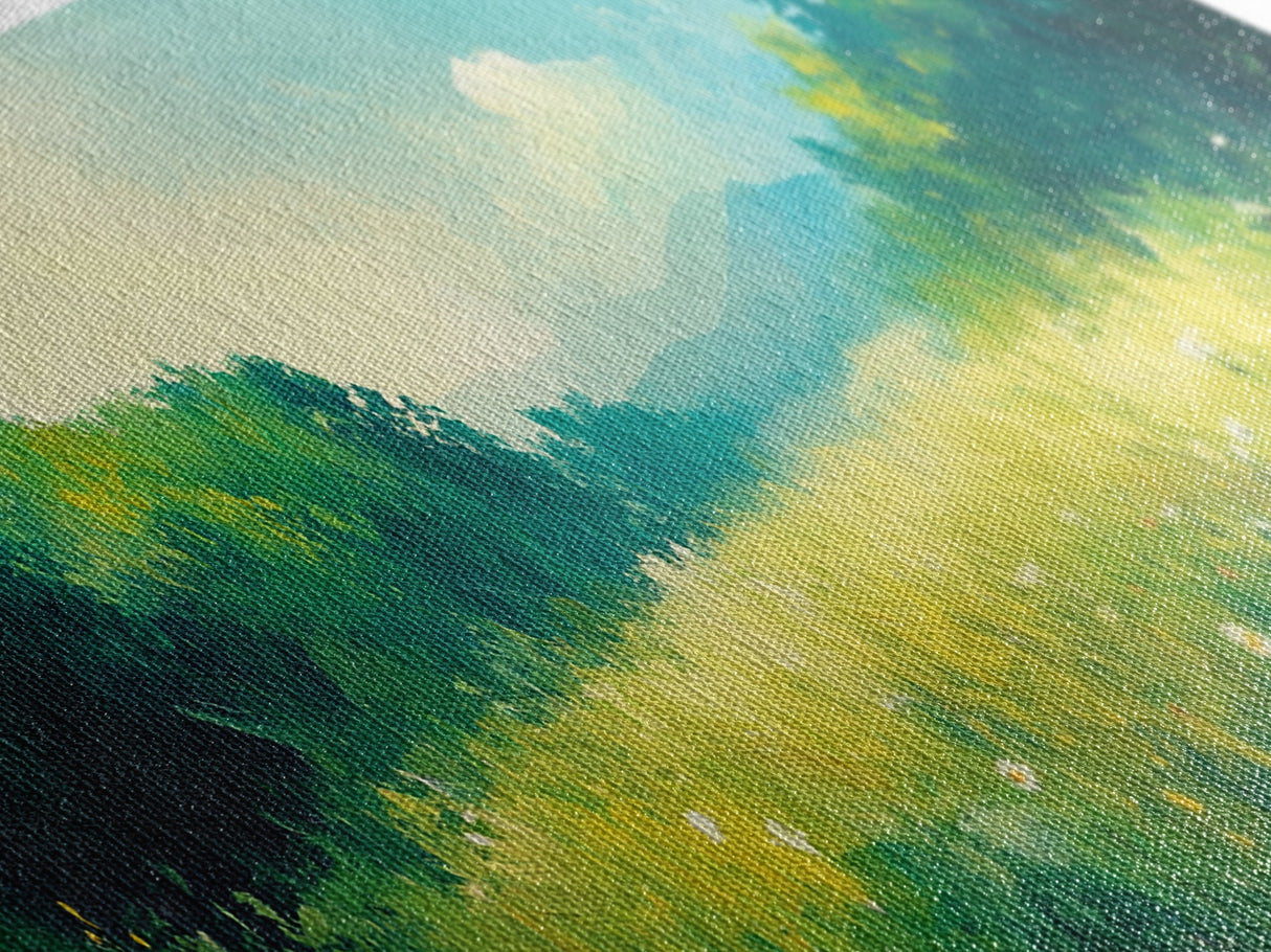 Serene Meadow Landscape Framed Canvas Print Nature Wall Art Impressionist Painting Summer Home Decor Bedroom or Office Wall Accent