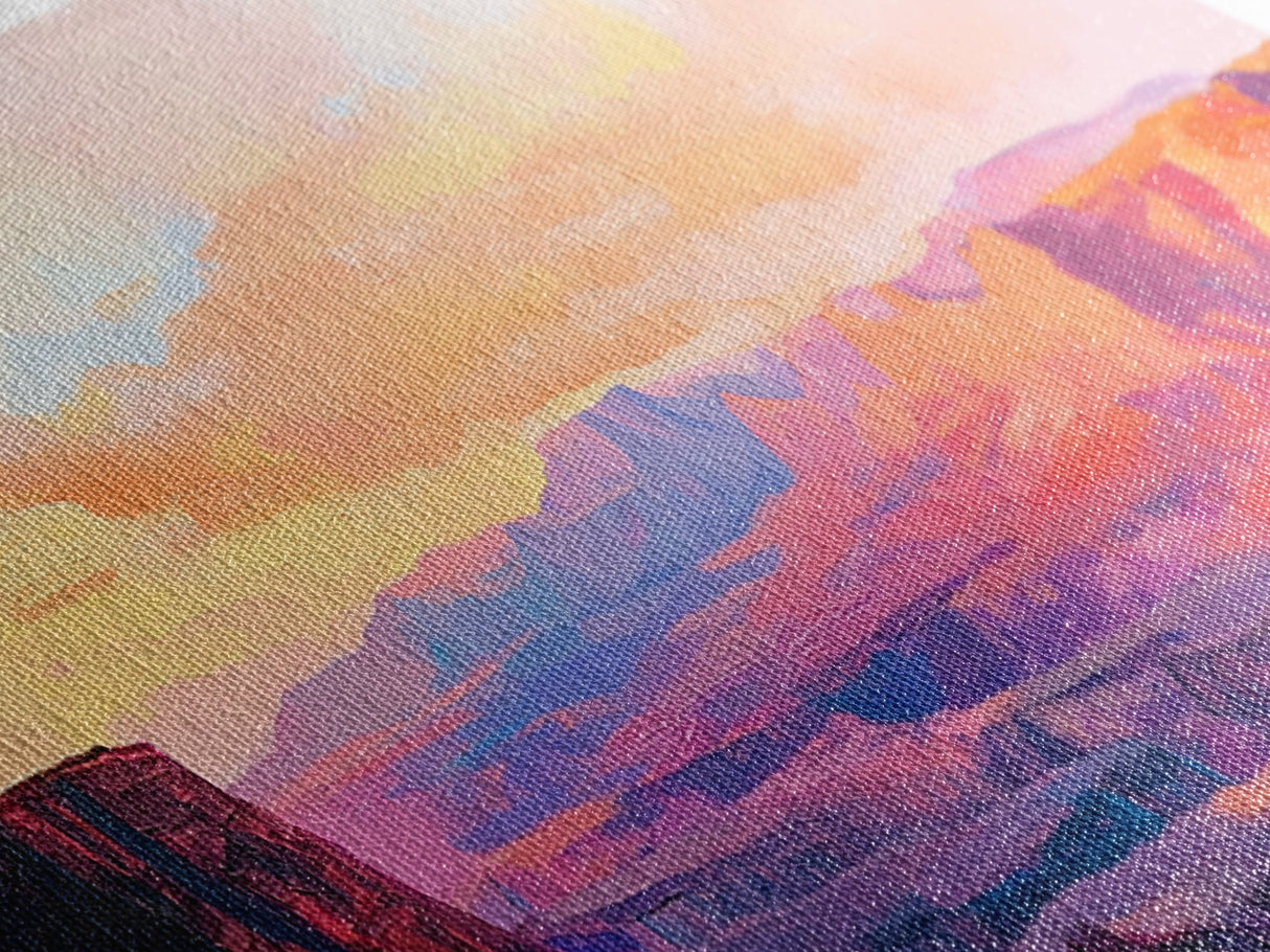 Grand Canyon Sunset Framed Canvas Print Southwest Landscape Wall Art, Desert Mountain Painting, Nature Inspired Home Decor, Rustic Art