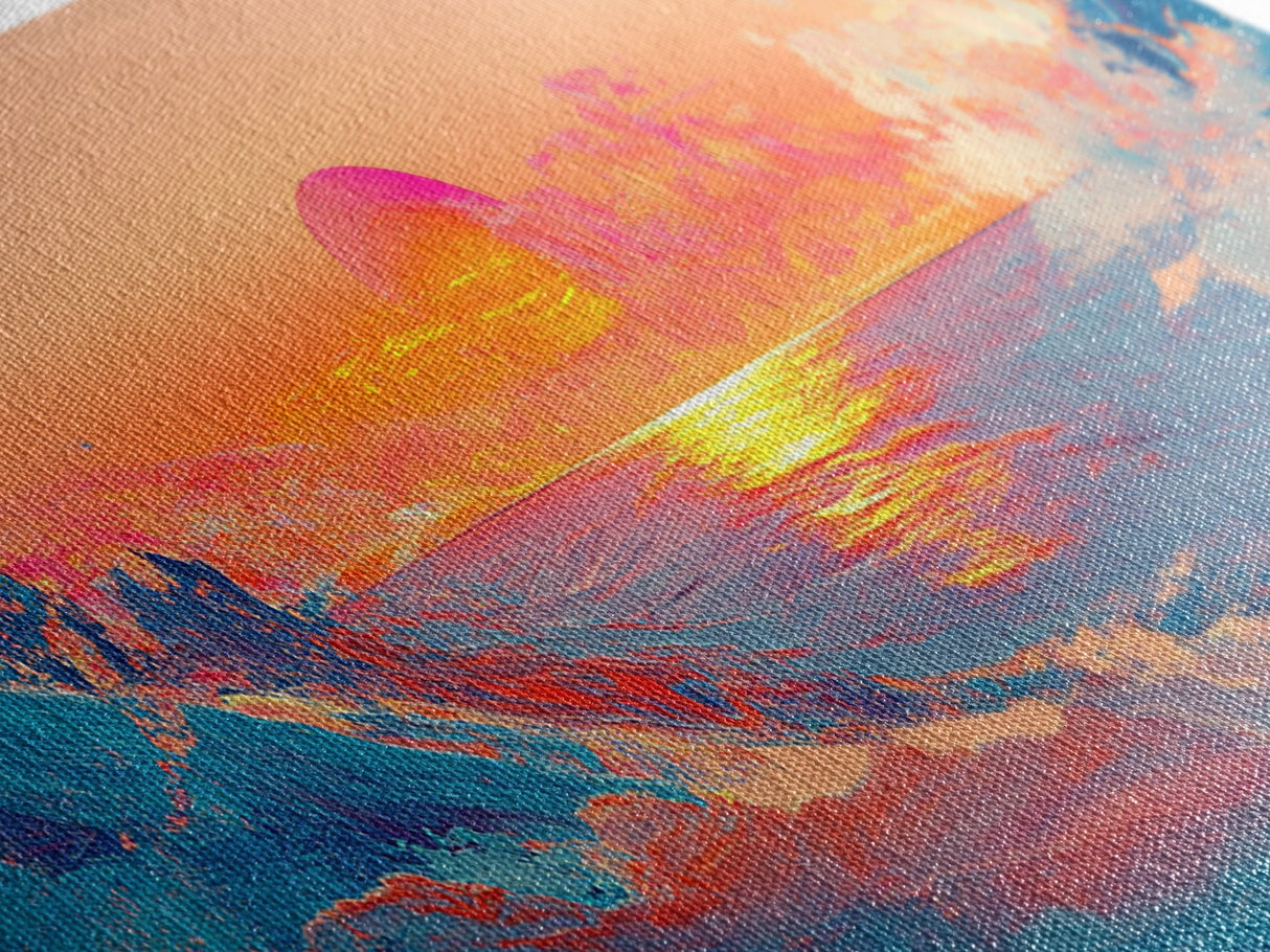 Sunset Glow, Scenic Ocean Painting, Warm Beach Art, Coastal Decor, Framed Canvas Print, Living Room Artwork, Ocean Lover Gift