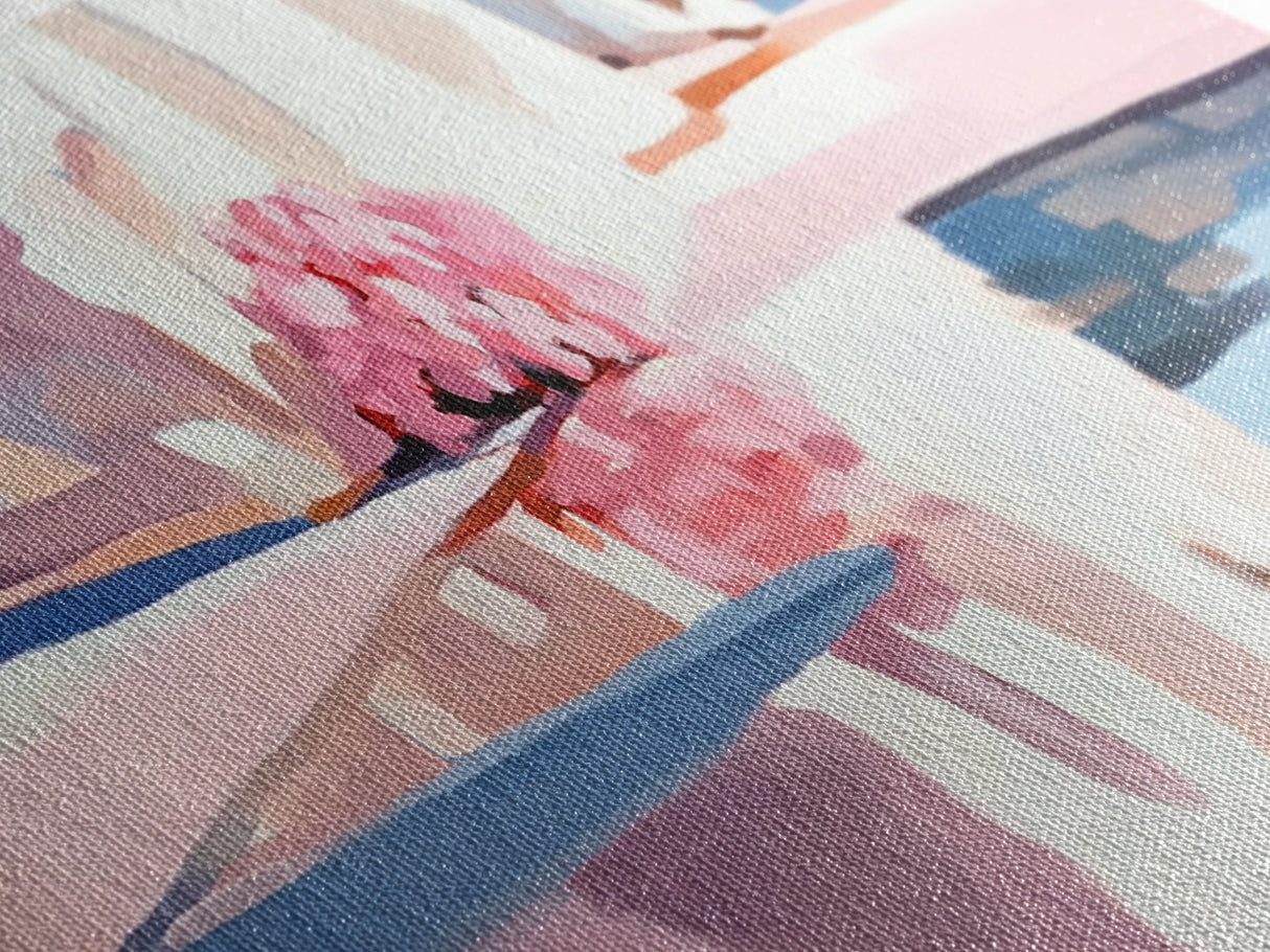Pink Reflection, Abstract Nature, Boho Art, Floral Wall Decor, Bedroom Wall Art, Canvas Print, Minimalist Water Reflection, Pastel Tones