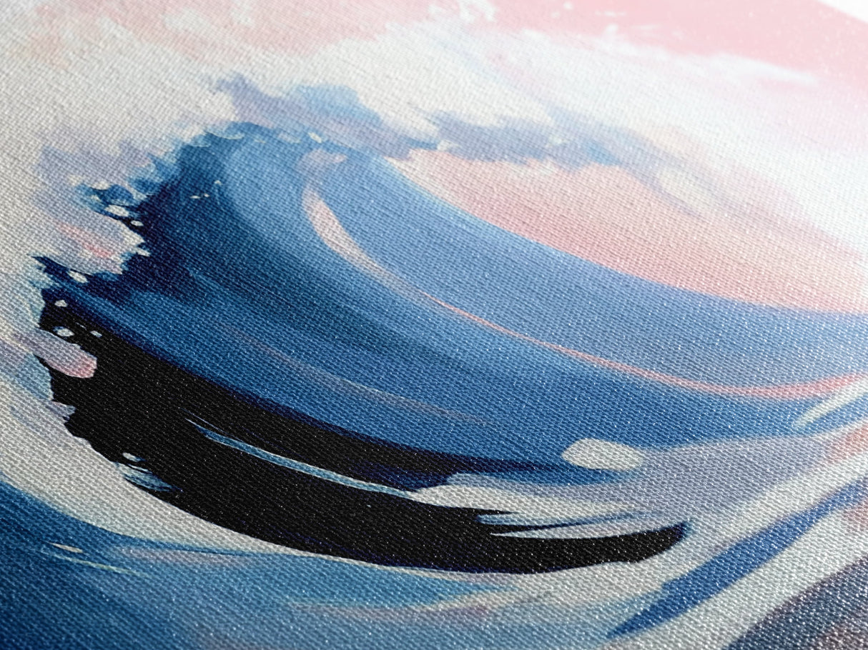 Ocean Wave, Surf Art, Framed Canvas Print, Coastal Decor, Beach House Wall Art, Pastel Seascape, Modern Home Aesthetic