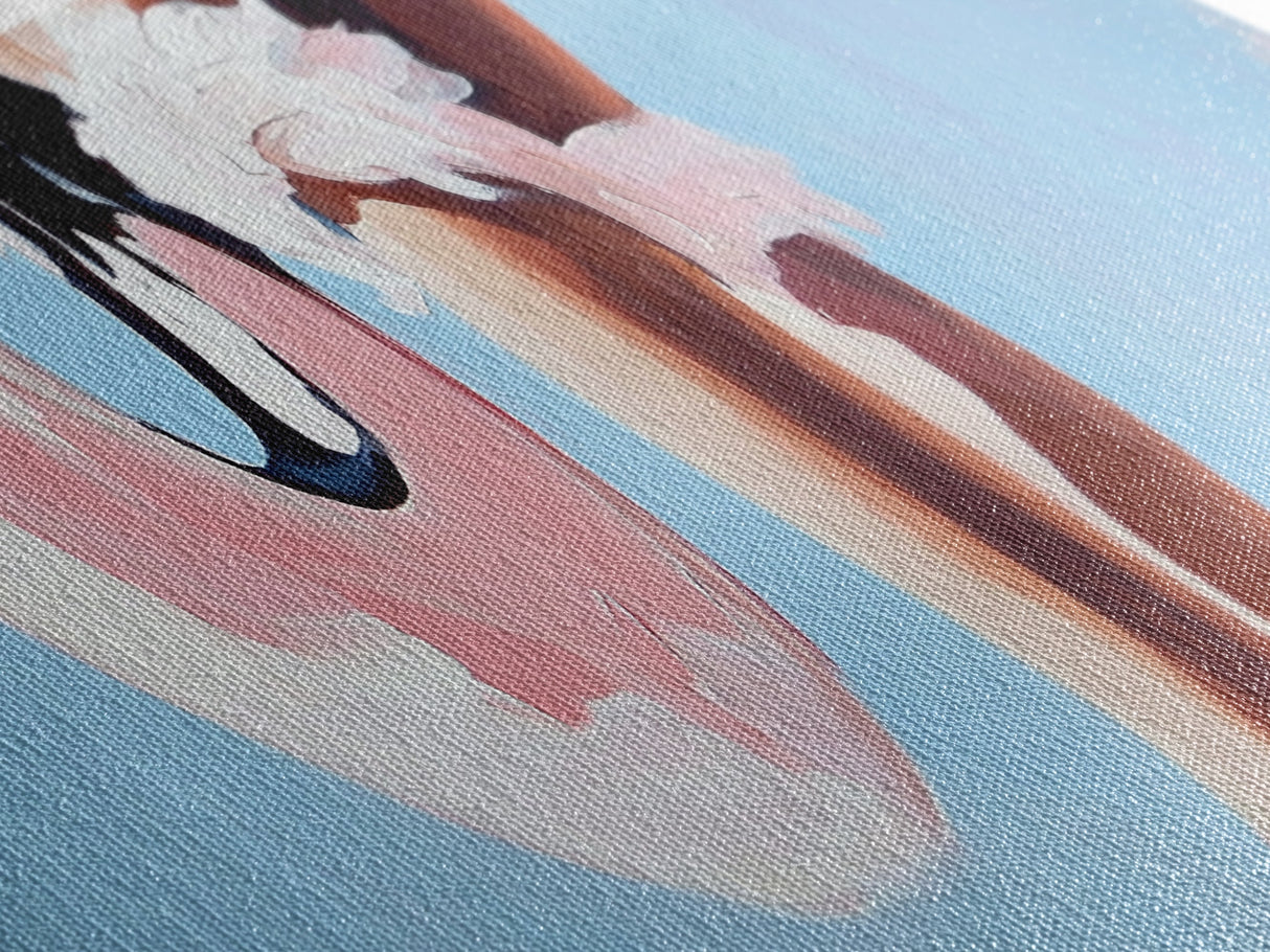 Pink Float, Summer Beach Art, Coastal Wall Decor, Modern Seaside Aesthetic, Minimalist Ocean Vibes, Boho Living Room, Canvas Print